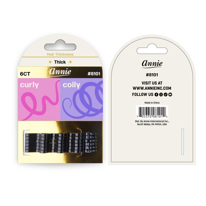 Annie Big Curve Bobby Pins 6.5cm, 6 Count, Black