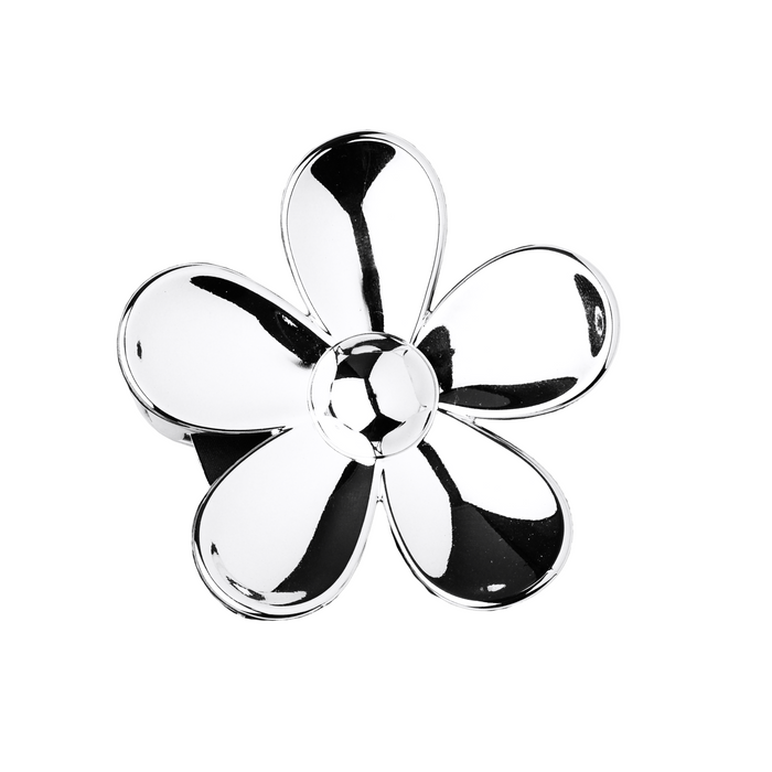 Annie Shiny Floral Jaw Clip 7.5cm, 1 Count Metallic Hair Clip, Silver