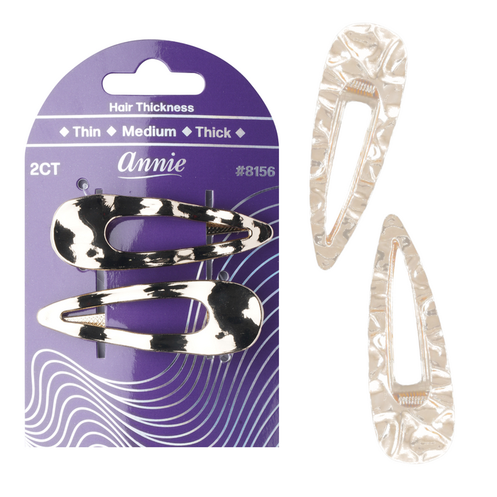Annie Shiny Metal Hair Clips, 2 Count Metallic Hair Clip, Gold