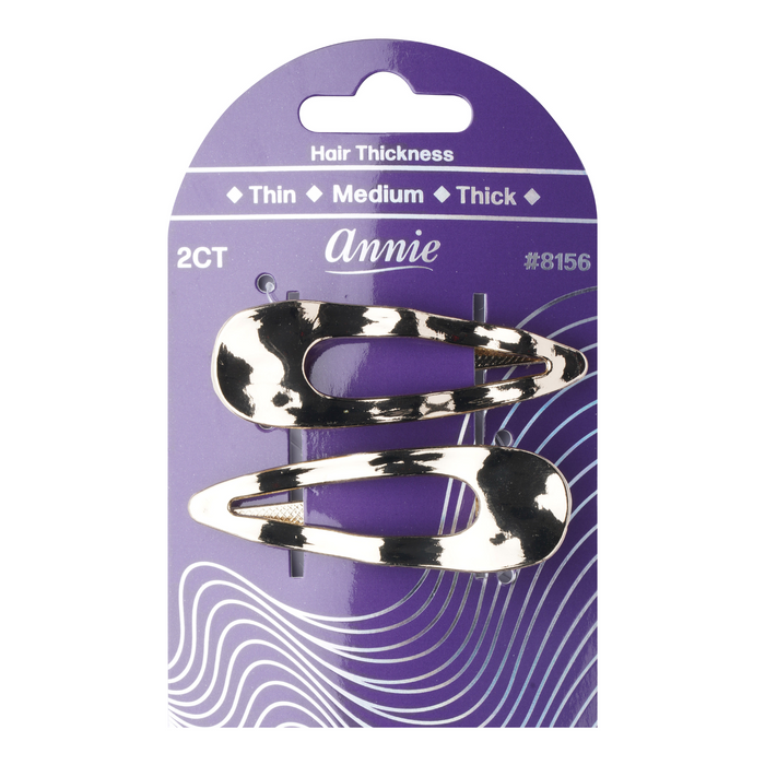 Annie Shiny Metal Hair Clips, 2 Count Metallic Hair Clip, Gold
