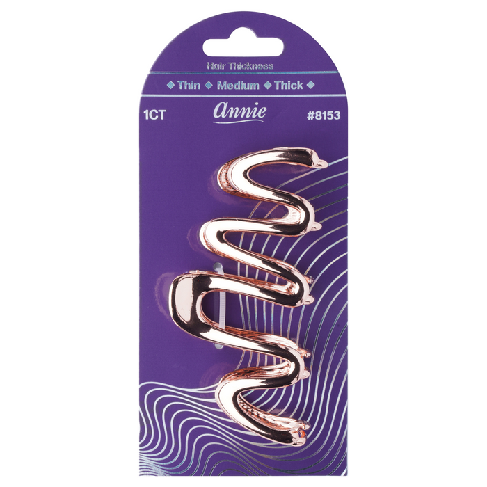 Annie Shiny Wave Jaw Clip 10cm, 1 Count Fashion Hair Clip, Rose Gold
