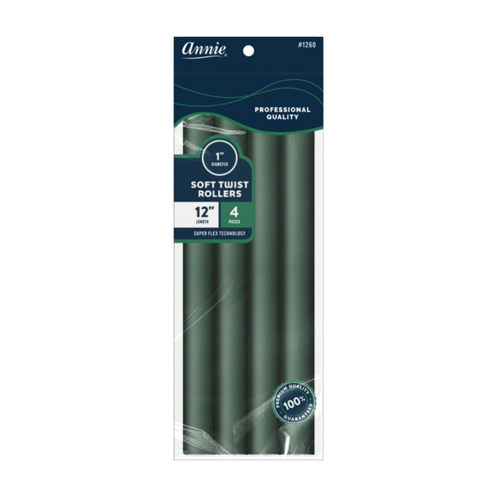 Annie Soft Twist Hair Rollers 1 Inch, 4 Count, Green