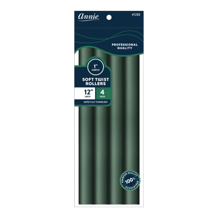 Annie Soft Twist Hair Rollers 1 Inch, 4 Count, Green
