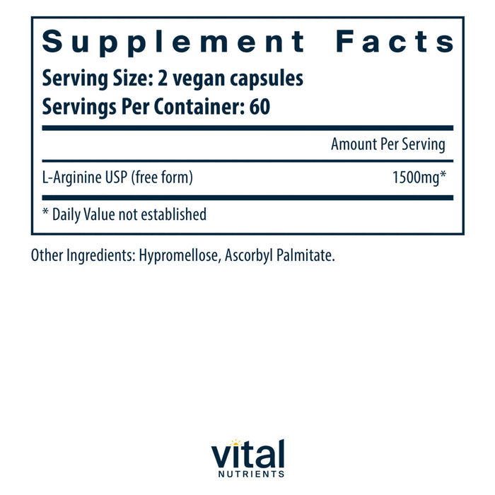 Arginine 1500mg by Vital Nutrients Ingredients