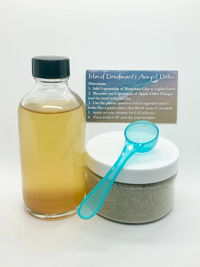 bentonite clay armpit detox kit with apple cider vinegar and measuring spoon for natural underarm detox