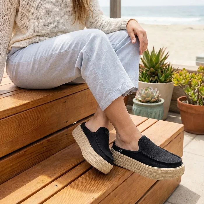 Austin Lift Espadrille Woven Dames Instappers Black