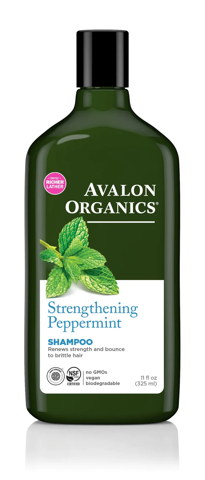 AVALON ORGANICS Strengthening Peppermint Shampoo Renews Strength And Bounce To Brittle Hair شامبو الشعر الضعيف من افالون اوركانكس