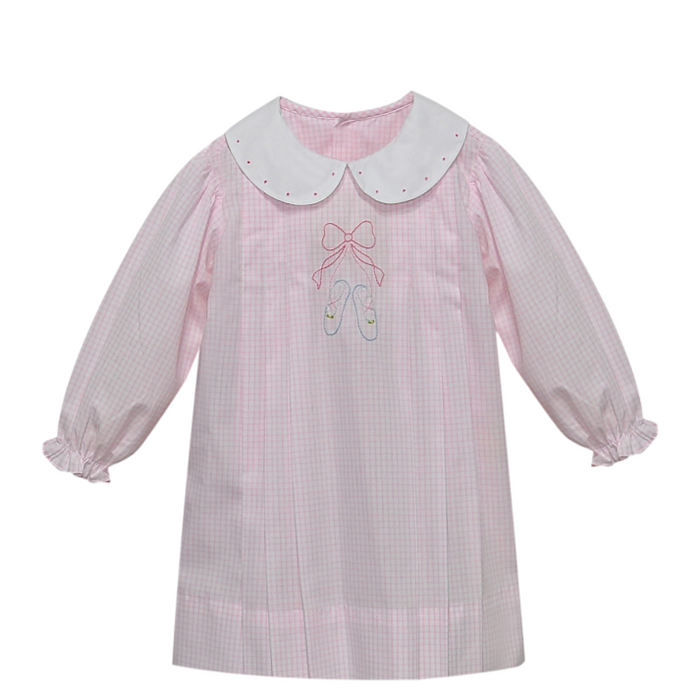 Baby Sen Pink Check Ballet Shoe Dress