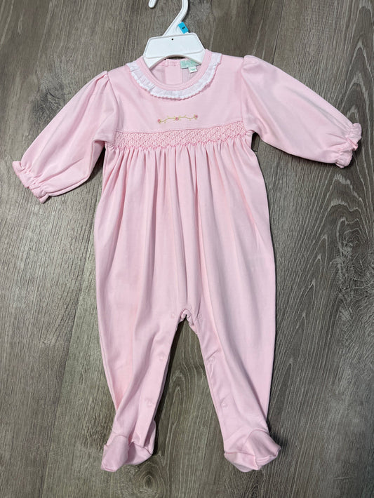 Baby Threads Smocked Rose Vine Footie-Pink
