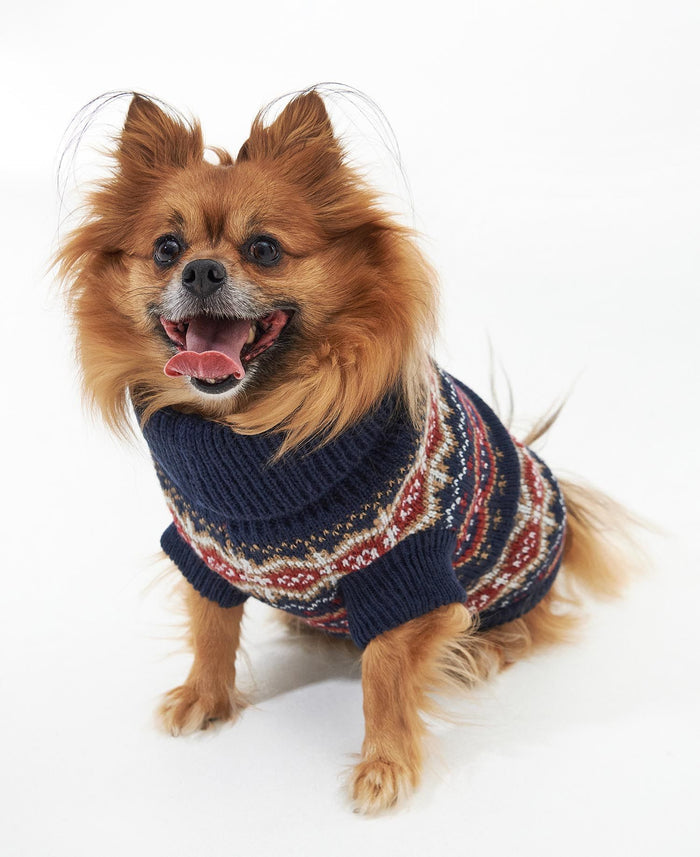 Barbour Case Fair Isle Dog Jumper Cranberry