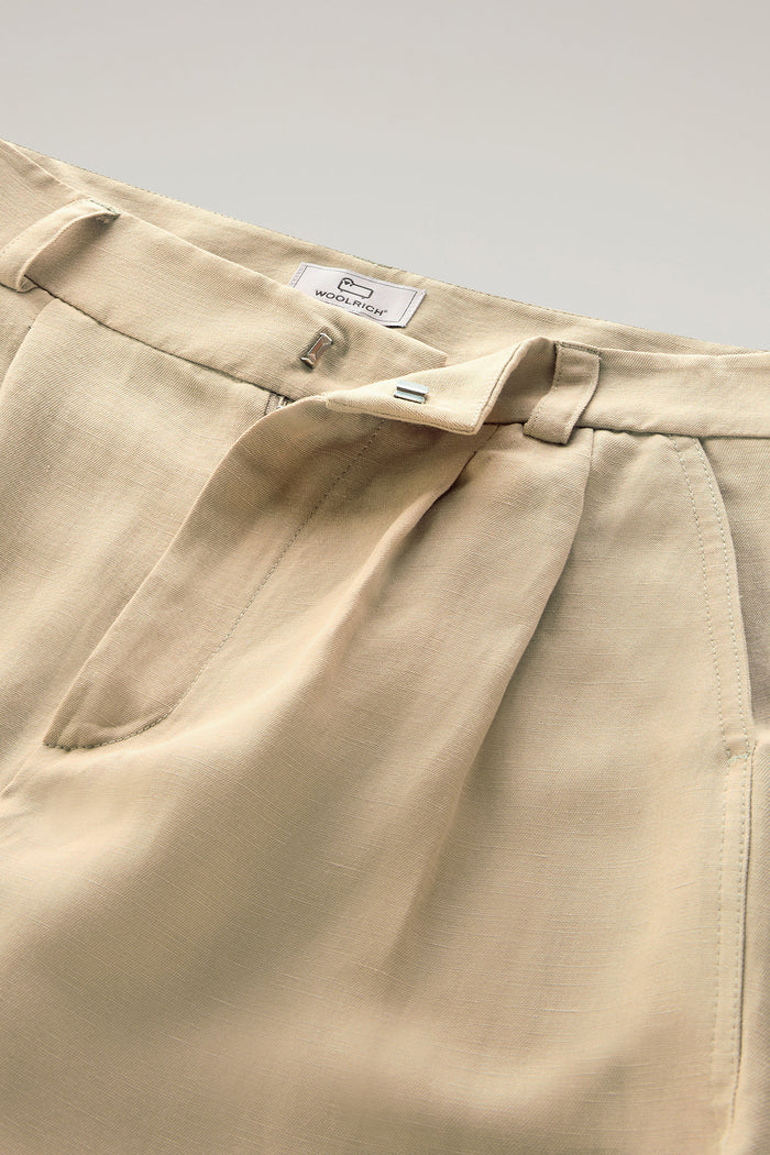 Belted Pants in Viscose Linen Blend FEATHER BEIGE