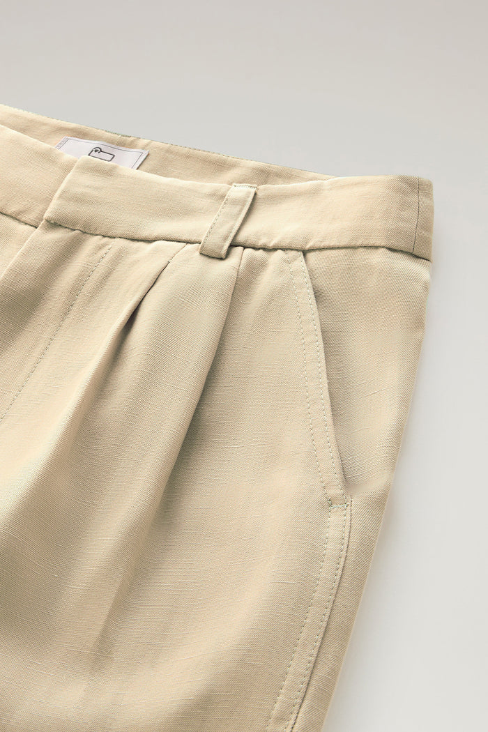 Belted Pants in Viscose Linen Blend FEATHER BEIGE