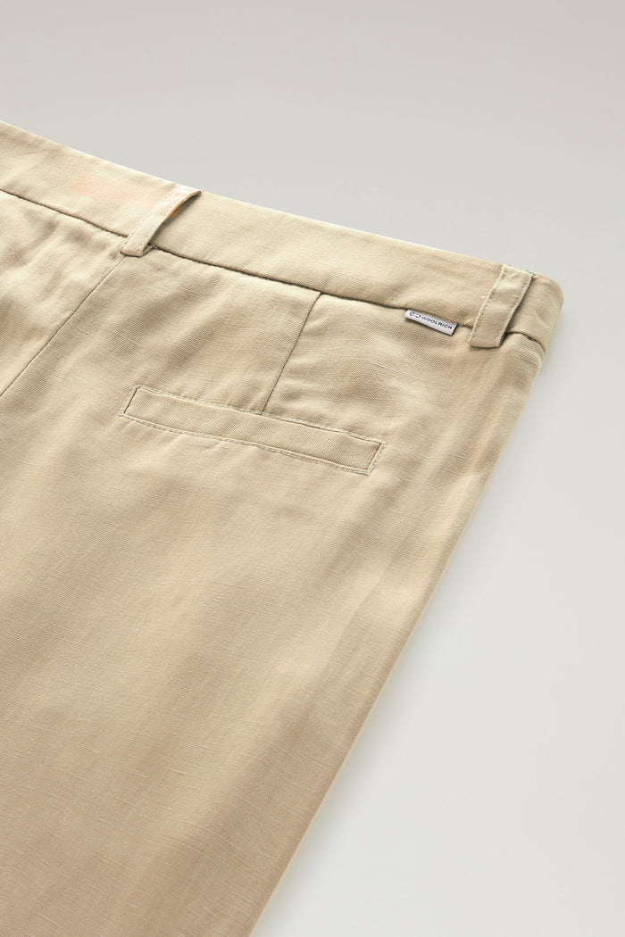 Belted Pants in Viscose Linen Blend FEATHER BEIGE