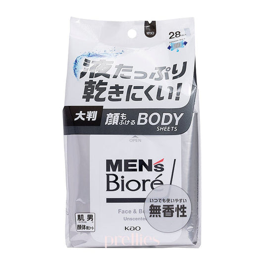 BIORE Men's Face & Body Cleansing Wipes 28pcs (Unscented - Grey)