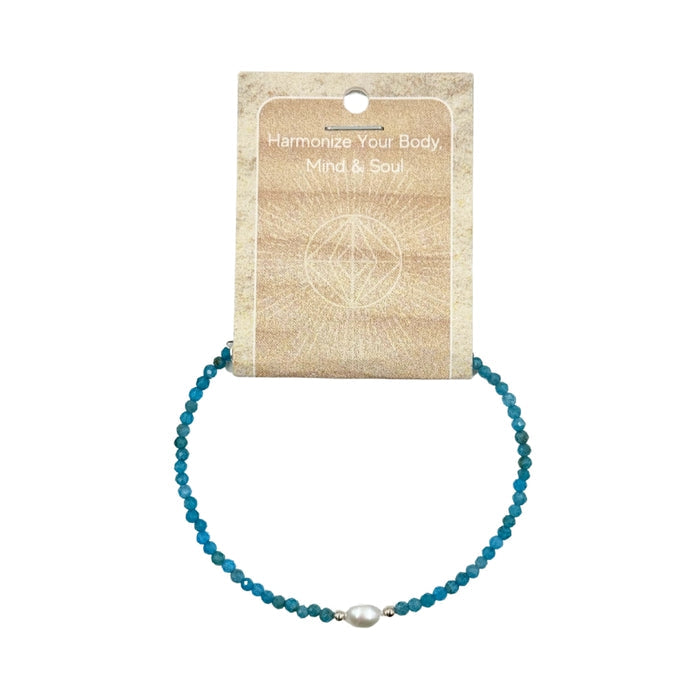 Blue Apatite Faceted Stone & Pearl Collection Bracelet