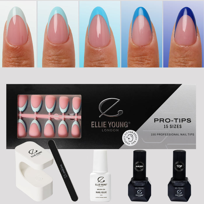 Blue Pastel Tips | Short Almond | ProTips