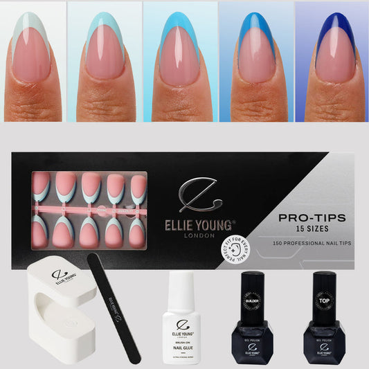 Blue Pastel Tips | Short Almond | ProTips