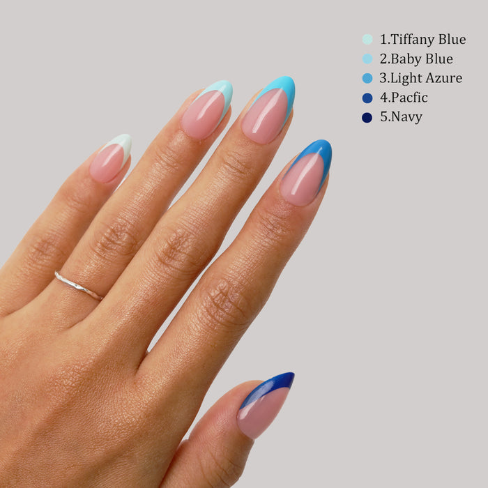 Blue Pastel Tips | Short Almond | ProTips