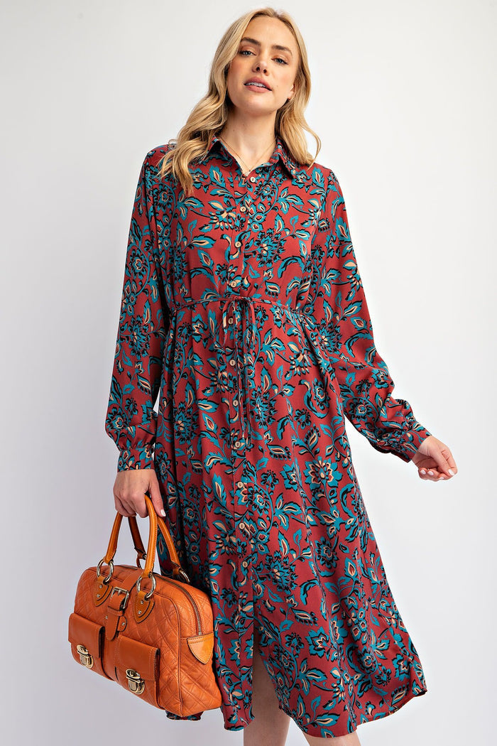 Boho Printed Shirt Dress FINAL SALE