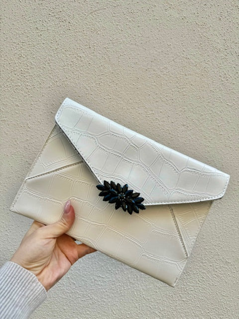 Borsa Clutc Crocodile White - Glm Couture