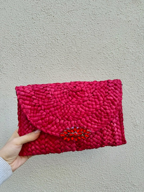 Borsa Clutc Rafia Red - Glm Couture