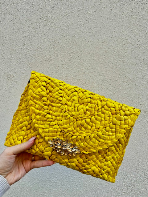 Borsa Clutc Rafia Yellow - Glm Couture