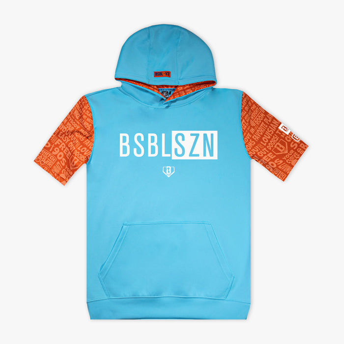 Blue BSBL-SZN V3 Short Sleeve Youth youth short sleeve hoodie — front view