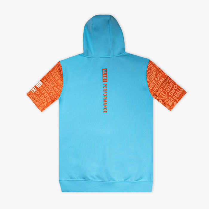 Blue BSBL-SZN V3 short sleeve hoodie — back view