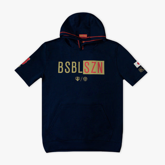 Navy BSBL-SZN Japan youth short sleeve hoodie — front view