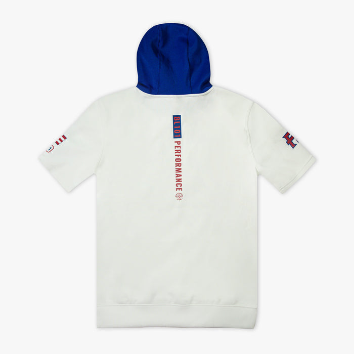 White BSBL-SZN Puerto Rico youth short sleeve hoodie — back view