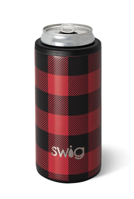 Buffalo Plaid Skinny Can Cooler