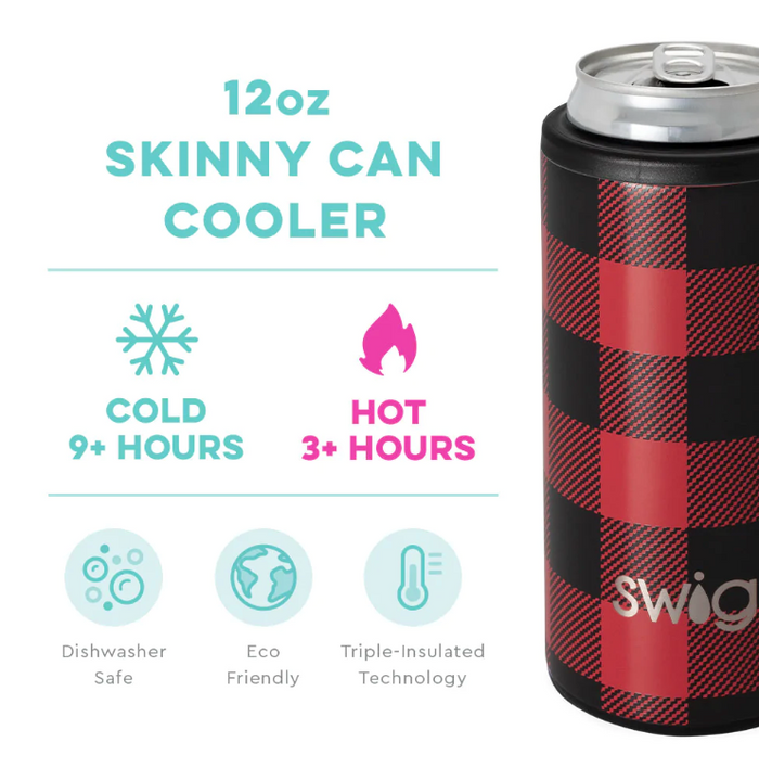 Buffalo Plaid Skinny Can Cooler