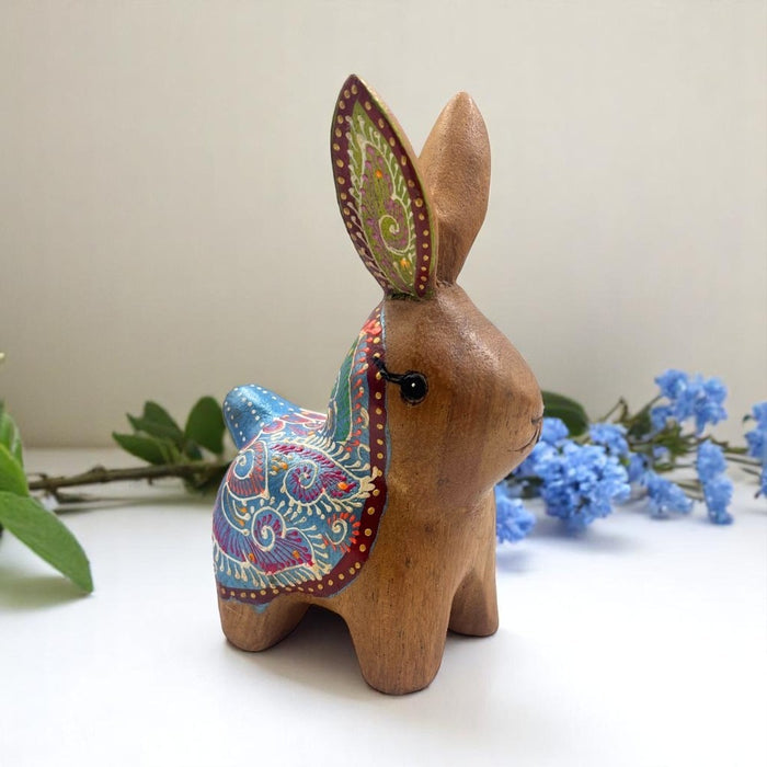 Bunny Hand Painted Wooden Carving - Surprise Color