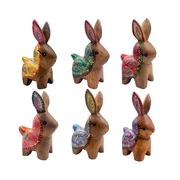 Bunny Hand Painted Wooden Carving - Surprise Color