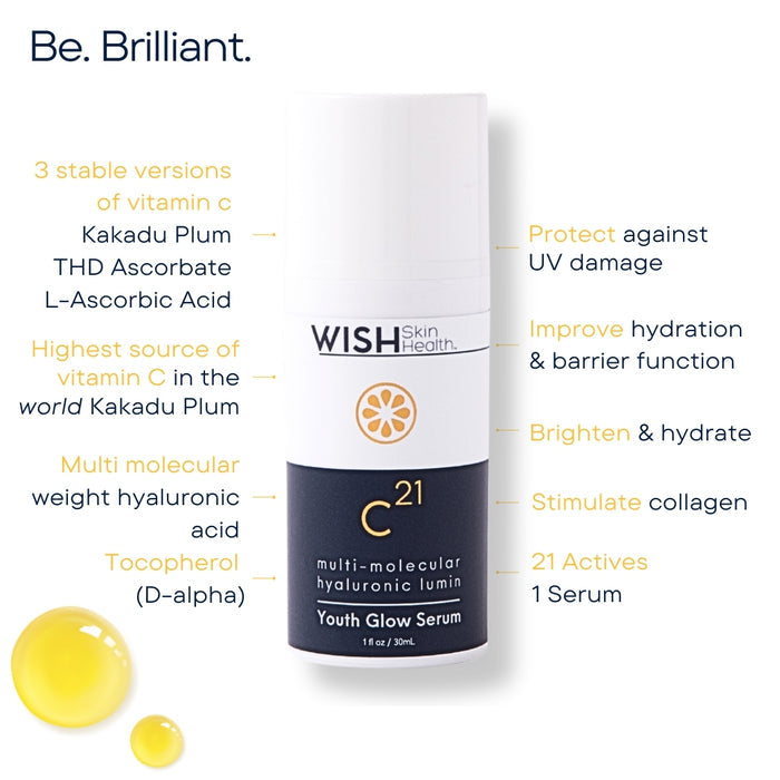 Expertly formulated with multi molecular weights of hyaluronic acid spheres, infused with a triple blend of bio available Vitamin C coupled with Vitamin E and&nbsp;Acetyl Heptapeptide-9.&nbsp;

Youth Glow&nbsp;provides the ultimate combination of actives with multiple modes of action for superior moisturizing and environmental protection: both immediate and long-term. With continuous usage,&nbsp;Youth Glow &nbsp;stimulates both collagen and hyaluronic acid for deeper hydration and younger-lookin