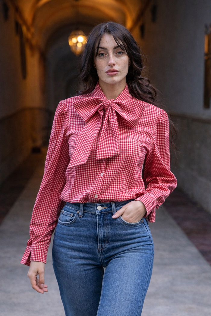 Camicia Bow Quadretti - Glm Couture
