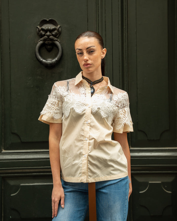 Camicia Pizzo Cream Glm Couture