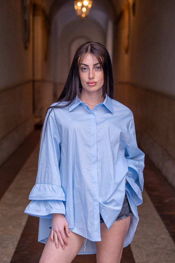 Camicione Over Maniche Rouge Azzurro - Glm Couture