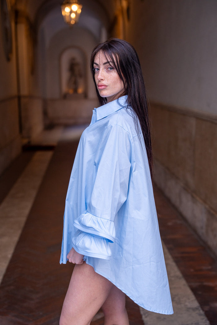 Camicione Over Maniche Rouge Azzurro - Glm Couture
