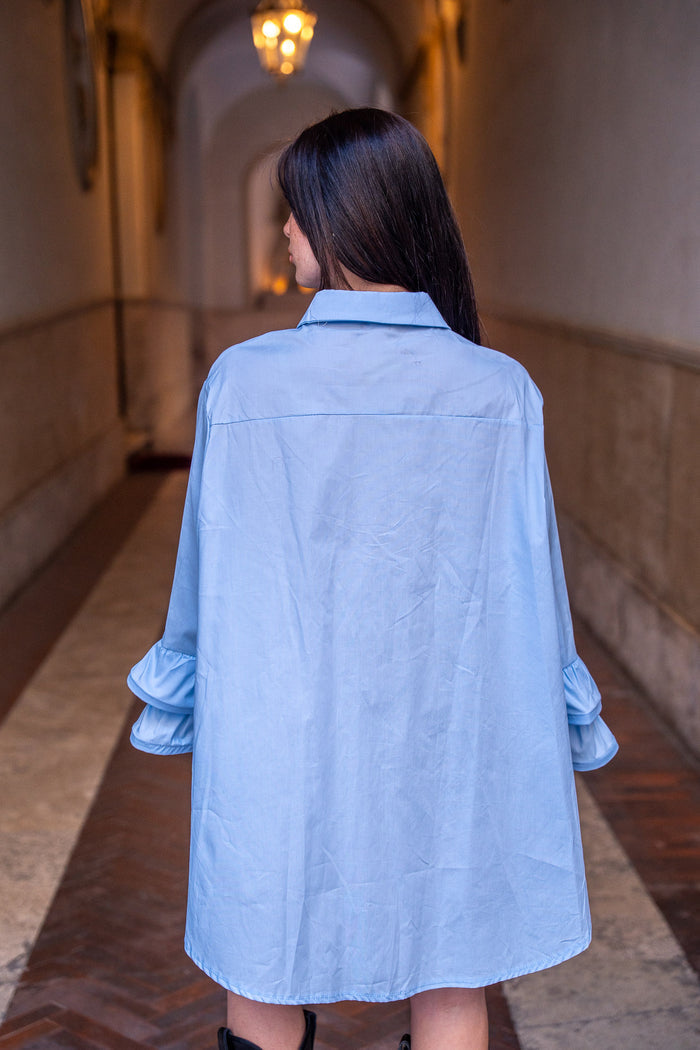 Camicione Over Maniche Rouge Azzurro - Glm Couture