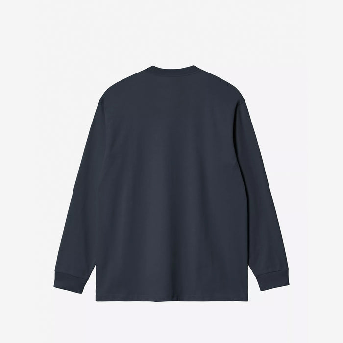 Carhartt WIP L/S AMERICAN SCRIPT T-SHIRT, Deep Night