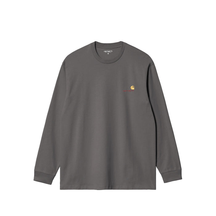 Carhartt WIP L/S AMERICAN SCRIPT T-SHIRT, Graphite