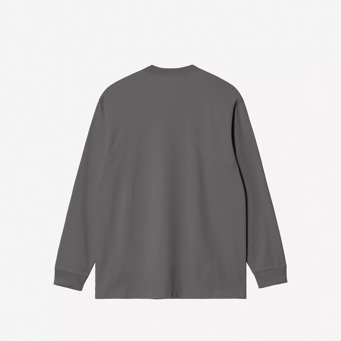 Carhartt WIP L/S AMERICAN SCRIPT T-SHIRT, Graphite