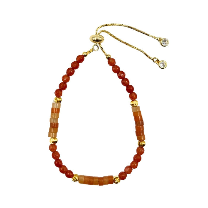 Carnelian Disc Stone Bracelet