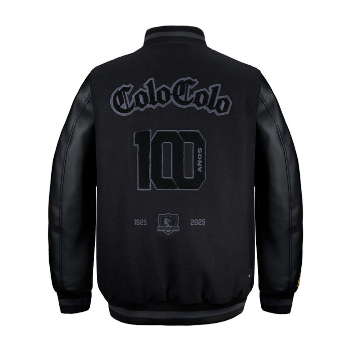 Chaqueta Colo Colo Urbano Centenario Varsity Full Zipper Black