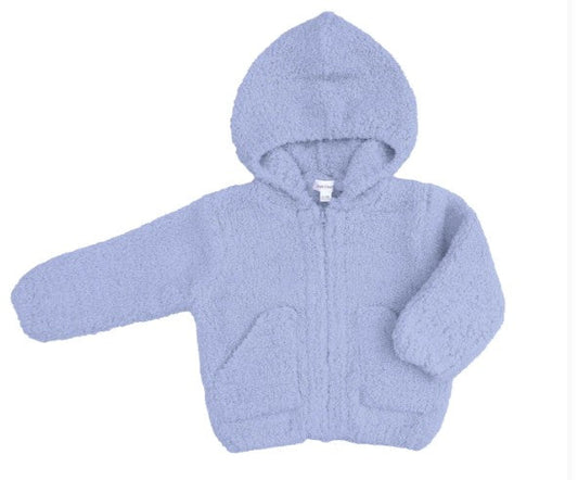Chenille Hooded Sweater/Jacket-Dusty Blue