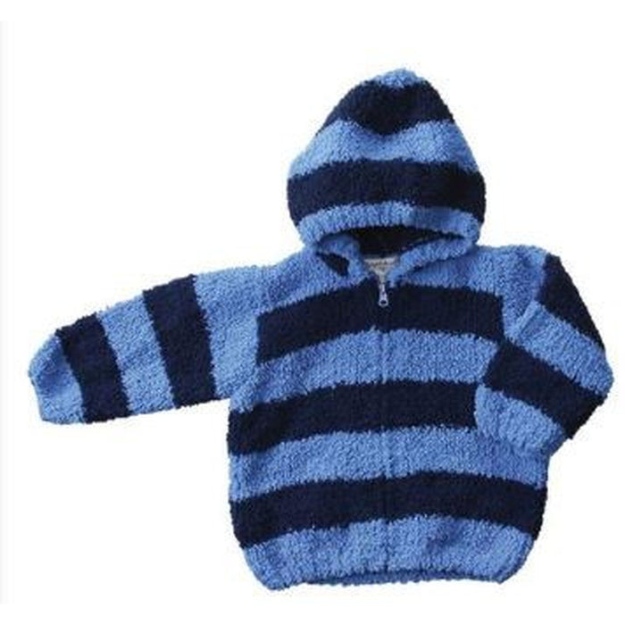 Chenille Hooded Sweater/Jacket-Navy/Royal Stripe