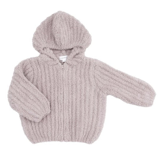 Chenille Hooded Sweater/Jacket-Striped Stone