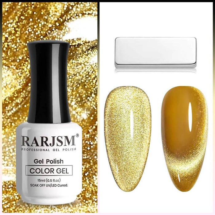 Christmas Gold Glitter Shiny Cat Eye Gel Polish TPO HEMA Free 15ml #734