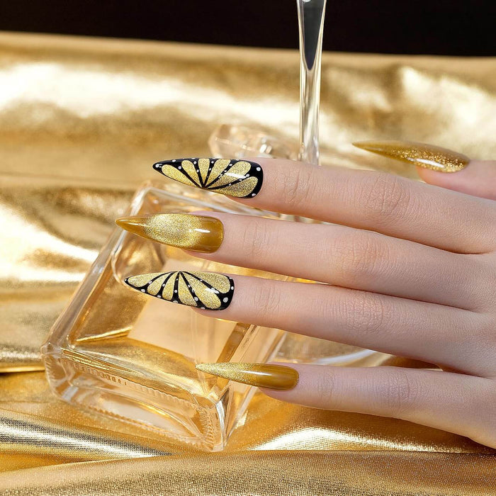 Christmas Gold Cat Eye Nails Festive Carnival Sparkle